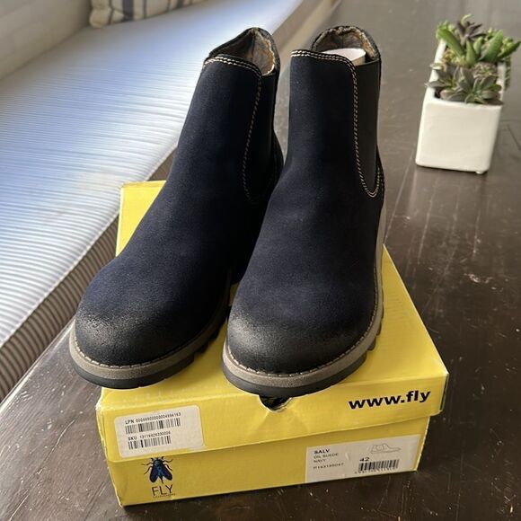 FLY LONDON WOMEN’S SALV BOOTS OIL SUEDE NAVY SIZE 42 NEW IN BOX - Picture 6 of 12